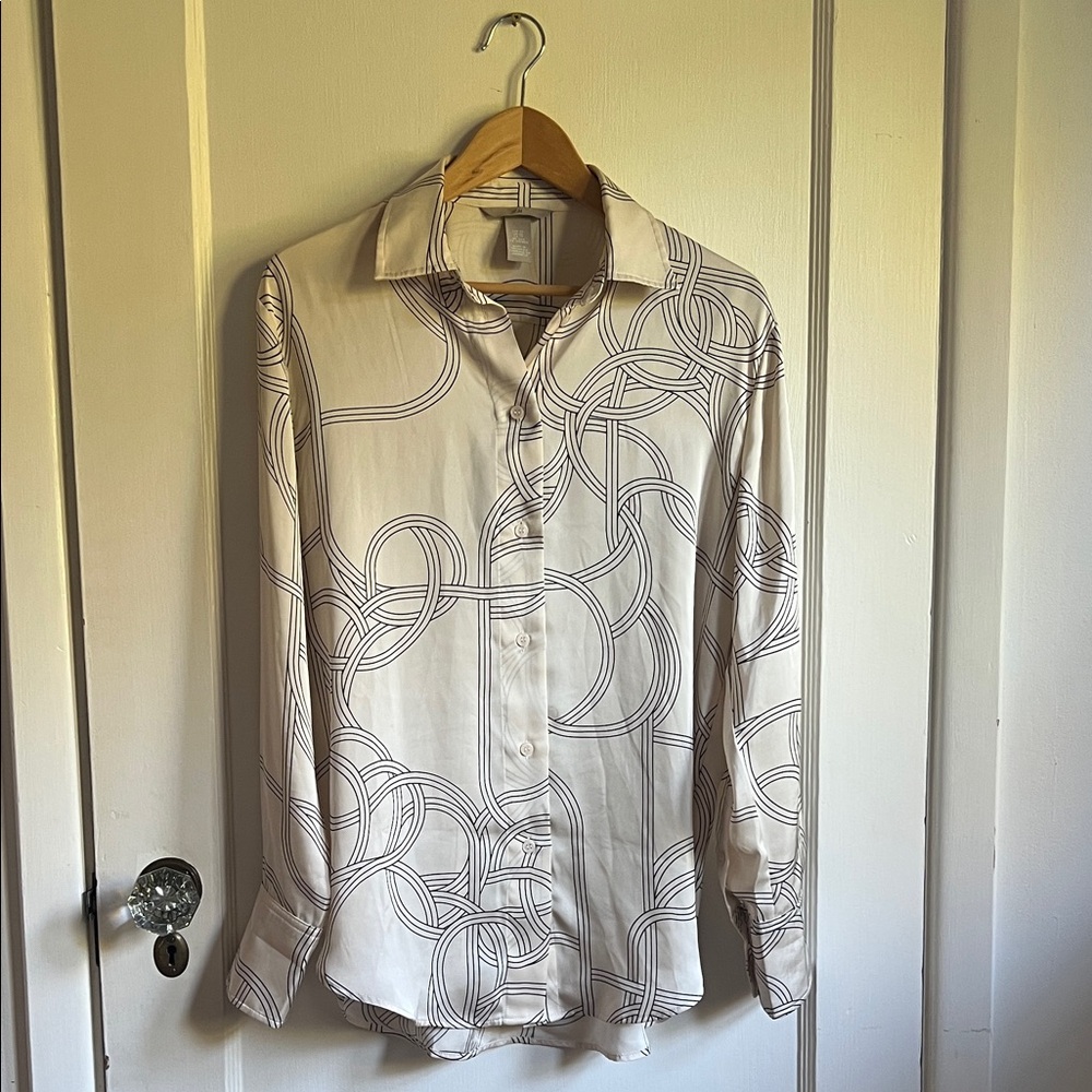 H&M Satin Cream Patterned Shirt SOLD OUT
